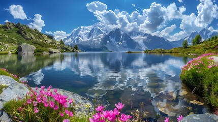 mountain lake in the summer