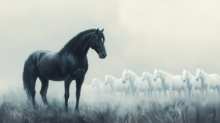 lone black obsidian horse