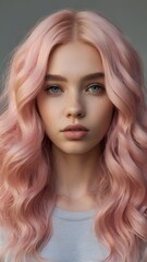 Naklejka premium A lady with colored wavy hair