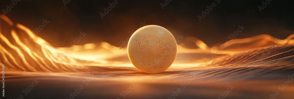 Fototapete globe in motion showcasing glowing contour lines illuminating a vibrant landscape at twilight. gener