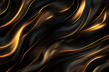 Fototapeta premium Elegant Flowing Gold Fabric with Shimmering Waves and Luxurious Satin Texture for Abstract Backgrounds and Premium Design Concepts