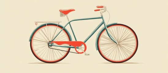 Fototapeta premium Vintage Teal Bicycle with Red Accents - Side View Illustration
