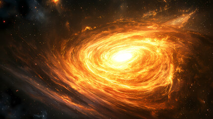 Obraz premium Galactic expansion at hyper speed illuminated by radiant luminescence near the event horizon. galactic horizon edge. illustration. Radiant Horizon. Illustration