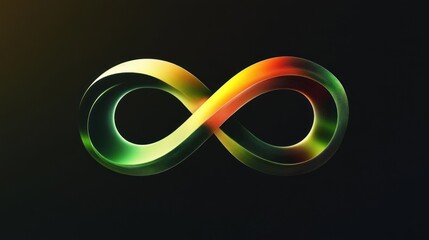 Luminous infinity symbol, vibrant colors on black.