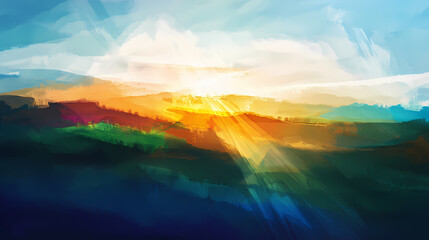 Obraz premium An abstract background with beam of light. Radiant Horizon. Illustration