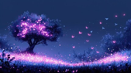 Mystical Star Wars-Inspired Glowing Tree with Cosmic Force Energy, Vibrant Colors, and Ethereal Galaxy
