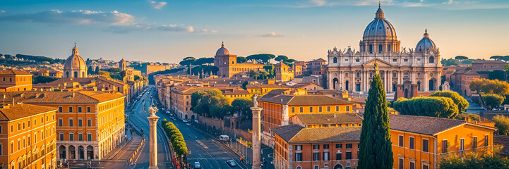 Fototapeta premium stunning panorama of Rome Italy, sunny day