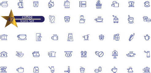coffee line editable icon set
