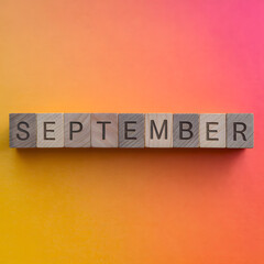 Obraz premium September Month Word Wood Blocks