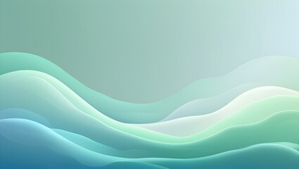 Fototapeta premium Minimalistic serene digital landscape background featuring a subtle gradient of calming green hues transitioning from a soft mint green at the top to a gentle forest green at the bottom