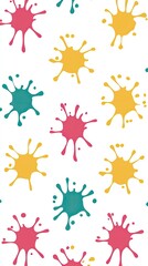 Obraz premium Colorful paint splashes in a vibrant pattern on a white background for creative design projects