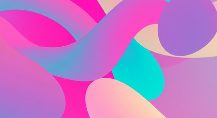 Abstract Flowing Forms: Vivid, vibrant swirls of pink, purple, and teal create a dynamic and visually striking abstract artwork.