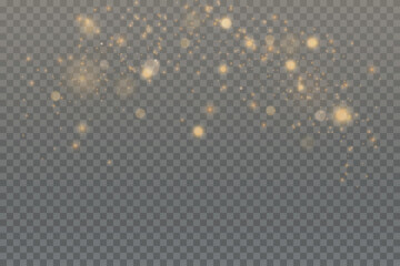 Light effect with lots of shiny shimmering particles isolated on transparent background. Vector star cloud with dust.