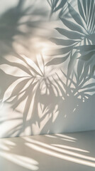 Soft Shadows of Tropical Leaves on Light Background