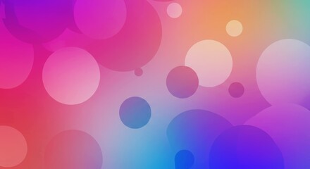 Abstract Gradient Circles: A vibrant and playful abstract background with overlapping circles in various sizes and shades of pink, purple, orange, blue, and white.