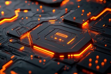 Innovative circuit board design digital realm abstract futuristic environment close-up view technology concept