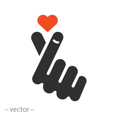 finger gesture of love, icon, message I Love You, korean symbol, flat vector illustration