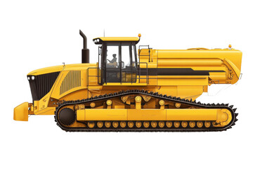 Obraz premium Crawler Tractor Driving Through Field, Demonstrating Agricultural Technology and Heavy Machinery