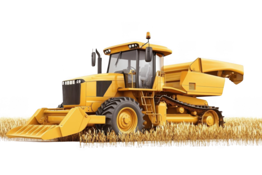 Combine Harvester Cuts Wheat in Field, Agriculture Harvest Time Concept