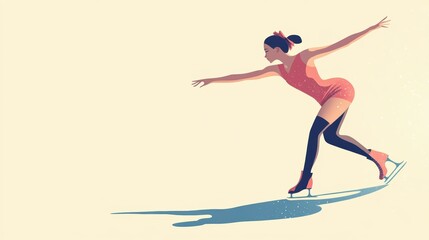 Beautiful female skating on ice surface.