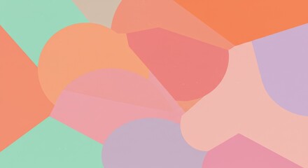 Geometric abstract art with pastel shapes and bold color contrasts