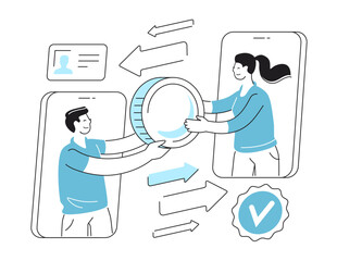 Money transfers online. Sending and receiving payment concept. Exchange of finances