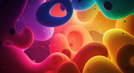 Abstract Rainbow Fluid: Vibrant, swirling shapes in a spectrum of rainbow colors create a mesmerizing abstract art piece.  The interplay of light and shadow adds depth and dimension to this dynamic.