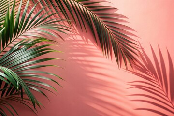 Peach Fuzz Background: Minimalist Spring/Summer Product Photography with Blurred Palm Shadow