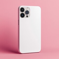 Modern White Smartphone with Triple Lens Camera with a blank white phone case for mockups