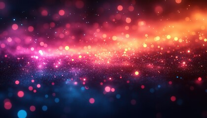 Abstract bokeh with pink, orange, and blue colors, cosmic effect use as background