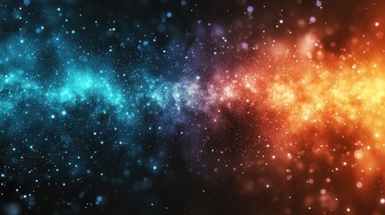 Obraz premium A vibrant cosmic scene featuring a gradient of colors and sparkling particles.