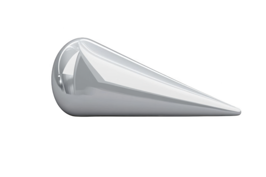 Silver Metallic Cone Shape Floating Smoothly with Futuristic Design Concept.