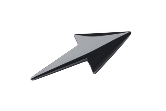Black Arrow Points Upward and Rightward, Symbolizing Progress and Direction