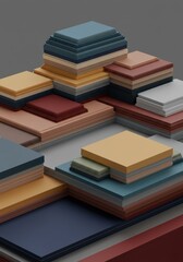 Colorful geometric stack of papers: abstract art composition in modern design