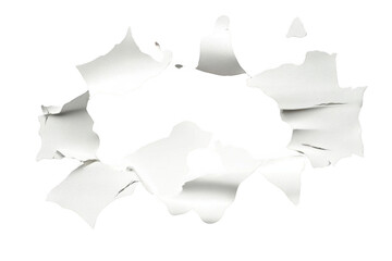 White Paper Creates Hole with Damaged Frame and Ripped Edges, Destruction Theme