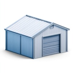 Modern Blue Storage Shed with Roll-Up Door and Metal Roof for Outdoor Storage Solutions and Backyard Use
