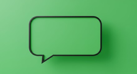 Naklejka premium Minimalist black speech bubble on green background: modern communication concept