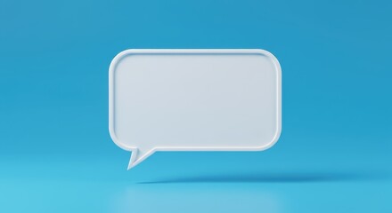 Fototapeta premium Minimalist blue background with blank speech bubble for communication and design concepts