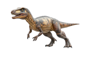 Obraz premium Dinosaur Runs on Isolated Background, Prehistoric Wildlife Theme