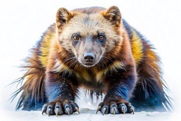 Obraz premium Powerful Wolverine Double Exposure Stock Photo: Isolated Wild Animal Image