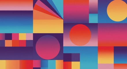 Fototapeta premium Vibrant geometric abstract art with gradient colors and bold shapes