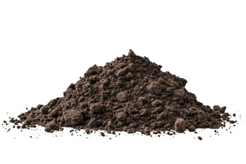 Pile of Soil Forms a Natural Mound on Black Background, Earth and Gardening Concept