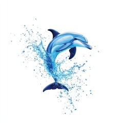 Fototapeta premium Vibrant Dolphin Leaping from Water with Splashes in a Creative and Colorful Style
