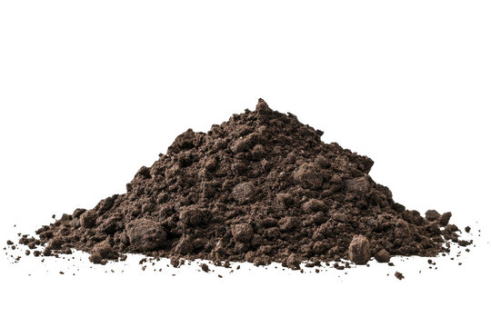 Pile of Soil Forms a Natural Mound on Black Background, Earth and Gardening Concept