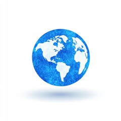 Naklejka premium Artistic Blue Globe Illustration with Distinct Continents on White Background for Global Awareness and Education