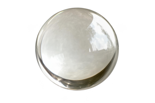 Crystal Ball Reflecting a Cloudy Sky, Trees, and Open Field. Lensball Photography Concept.