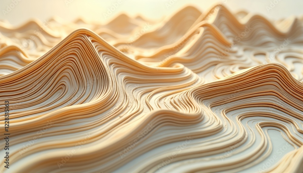 Aufkleber abstract topographic map design. golden lines create wavy textures mimicking terrain. beige, white c