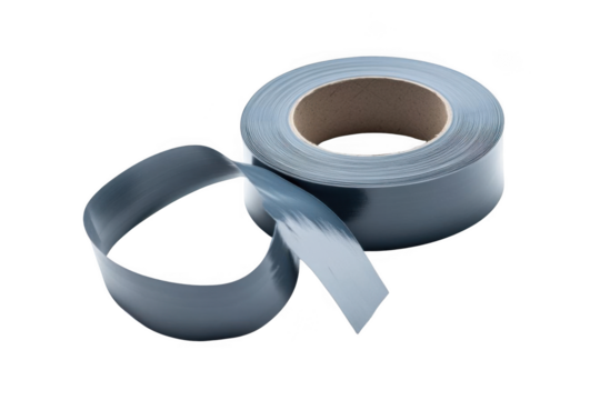 Gray Tape Roll Unfurls on Black Background, Simplicity Theme