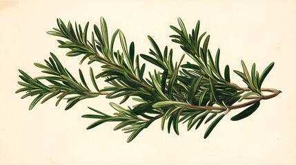 Obraz premium Intricate depiction of a rosemary cluster with vivid green foliage