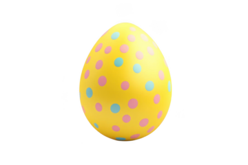 Yellow Easter Egg Decorated with Pastel Polka Dots with Festive Celebration Theme